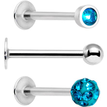 Load image into Gallery viewer, Teal Press Fit Faux Opal Labret Monroe Tragus 3 Pack Set

