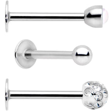 Load image into Gallery viewer, White Press Fit Faux Opal Labret Monroe Tragus 3 Pack Set
