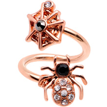 Load image into Gallery viewer, Clear Gem Rose Gold PVD Spider Web Spiral Twister Belly Ring
