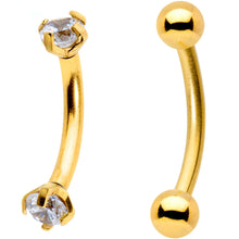Load image into Gallery viewer, 3/8 Clear CZ Gem PVD Curved Eyebrow Ring Set of 6
