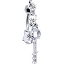 Load image into Gallery viewer, Lockdown Pad Lock and Bit Key Reversible Top Mount Dangle Belly Ring
