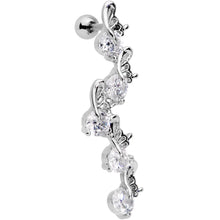 Load image into Gallery viewer, 1/4 Clear Gem Butterfly Cascade Tragus Cartilage Earring

