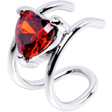 Load image into Gallery viewer, Red Gem Royal Heart Ear Cuff
