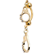 Load image into Gallery viewer, Clear Gem Gold PVD Handcuffed Double Mount Dangle Belly Ring
