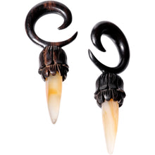 Load image into Gallery viewer, White Stone Iron Wood Tribal Spiral Taper Set 5mm to 8mm
