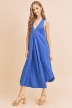 Load image into Gallery viewer, New Summer Front Pleat Detail V-Neck Sleeveless Midi Dress–Elegant, Feminine &amp; Versatile Dress with Pleat Detailing, V-Neckline &amp; Sleeveless Design for Both Casual &amp; Formal Occasions
