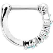 Load image into Gallery viewer, 16G 5/16 Aqua Gem Sparkle Hinged Cartilage Clicker
