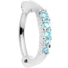 Load image into Gallery viewer, 16G 5/16 Aqua Gem Curved Hinged Cartilage Clicker
