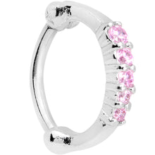 Load image into Gallery viewer, 16G 5/16 Pink Gem Curved Hinged Cartilage Clicker
