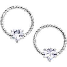 Load image into Gallery viewer, 14G Clear CZ Gem Heart Twisted BCR Ring Barbell Nipple Ring Set
