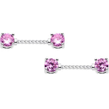 Load image into Gallery viewer, 14G 5/8 Pink CZ Gem Twisted Captive Ring Barbell Nipple Ring Set
