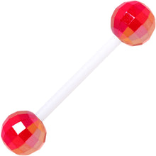 Load image into Gallery viewer, Pink Red Disco Ball Bioplast Barbell Tongue Ring Set of 4
