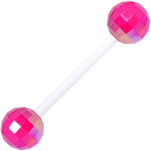 Load image into Gallery viewer, Pink Red Disco Ball Bioplast Barbell Tongue Ring Set of 4
