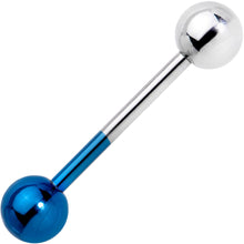 Load image into Gallery viewer, Blue and Steel Two Tone Tongue Ring
