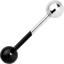 Load image into Gallery viewer, Black and Steel Two Tone Tongue Ring
