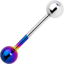 Load image into Gallery viewer, Rainbow and Steel Two Tone Tongue Ring
