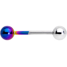 Load image into Gallery viewer, Rainbow and Steel Two Tone Tongue Ring
