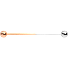 Load image into Gallery viewer, 14G Rose Gold Tone and Steel Two Tone Industrial Barbell 38mm
