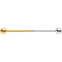 Load image into Gallery viewer, 14G Gold Tone and Steel Two Tone Industrial Barbell 38mm
