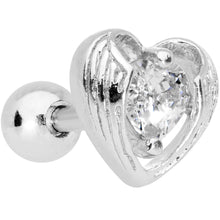 Load image into Gallery viewer, Clear CZ Gem Hugged Heart Cartilage Tragus Earring
