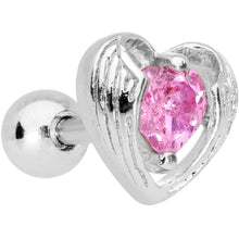 Load image into Gallery viewer, Pink CZ Gem Hugged Heart Cartilage Tragus Earring
