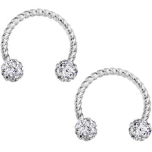 Load image into Gallery viewer, 14G Clear Gem Cluster Twisted Horseshoe Barbell Nipple Ring Set
