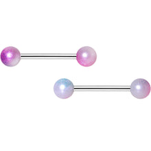 Load image into Gallery viewer, 14G Pink Purple Twisted Horseshoe Barbell Nipple Ring Set
