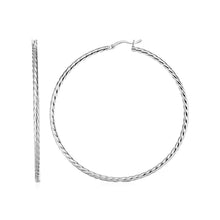 Load image into Gallery viewer, Hoop Earrings with Twist Texture in Sterling Silver
