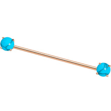 Load image into Gallery viewer, Faux Turquoise Rose Gold Tone End to End Industrial Barbell 38mm
