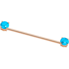 Load image into Gallery viewer, Faux Turquoise Rose Gold Tone End to End Industrial Barbell 38mm
