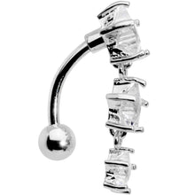 Load image into Gallery viewer, Clear CZ Gem Triple Star Top Mount Dangle Belly Ring
