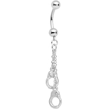 Load image into Gallery viewer, Chained Handcuffs Reversible Dangle Belly Ring
