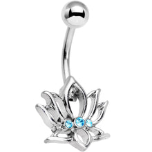 Load image into Gallery viewer, Aqua Gem Spiritual Zen Lotus Flower Belly Ring Set of 4
