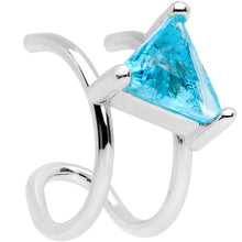 Load image into Gallery viewer, Aqua CZ Gem Triangle Bling Non Pierced Ear Cuff
