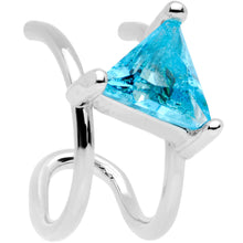 Load image into Gallery viewer, Aqua CZ Gem Triangle Bling Non Pierced Ear Cuff
