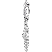 Load image into Gallery viewer, Ship Wheel and Anchor Nautical Chain Reversible Top Mount Dangle Belly Ring
