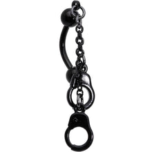 Load image into Gallery viewer, Black PVD Chained Handcuffs Reversible Dangle Belly Ring
