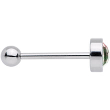 Load image into Gallery viewer, Rainbow Gem Cross Stitch Barbell Tongue Ring
