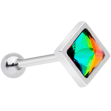 Load image into Gallery viewer, Rainbow Gem Rhombus Barbell Tongue Ring

