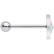 Load image into Gallery viewer, White Rainbow Gem Rhombus Barbell Tongue Ring
