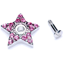 Load image into Gallery viewer, 14G Pink Gem 10mm Five Point Star Dermal Top
