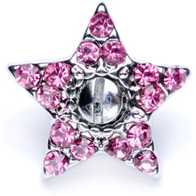 Load image into Gallery viewer, 14G Pink Gem 10mm Five Point Star Dermal Top
