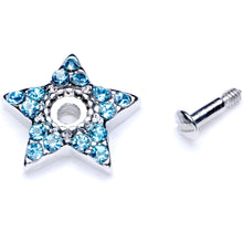Load image into Gallery viewer, 14G Aqua Gem 10mm Five Point Star Dermal Top
