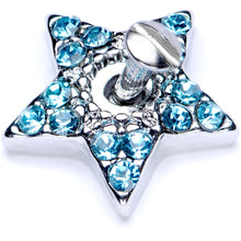 Load image into Gallery viewer, 14G Aqua Gem 10mm Five Point Star Dermal Top
