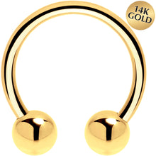 Load image into Gallery viewer, Solid 14K Yellow Gold 16G Horseshoe - 1/2 4mm Balls
