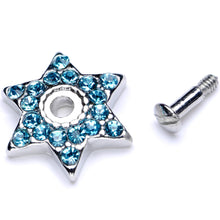 Load image into Gallery viewer, 14G Aqua Gem 10mm Six Point Star Dermal Top

