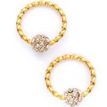 Load image into Gallery viewer, 16G Clear Gem Gold Tone Captive Ring Curved Barbell Cartilage Set
