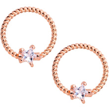 Load image into Gallery viewer, 14G Clear CZ Gem Star Rose Gold Hue BCR Barbell Nipple Ring Set
