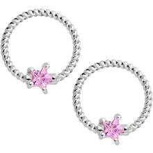 Load image into Gallery viewer, 14G Pink CZ Gem Star Twisted BCR Barbell Nipple Ring Set of 4
