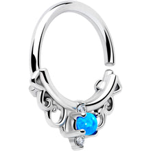 Load image into Gallery viewer, 16G 3/8 Blue Synthetic Opal Filigree Seamless Circular Ring
